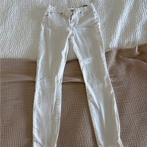 7 For All Mankind Women's White Skinny Jeans